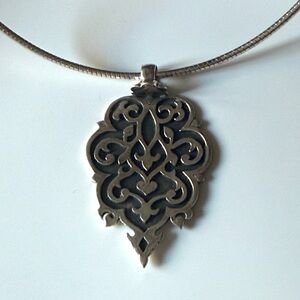 Vintage Tibetan Artisan Silver Amulet of Love on 16" 925 Snake Chain.